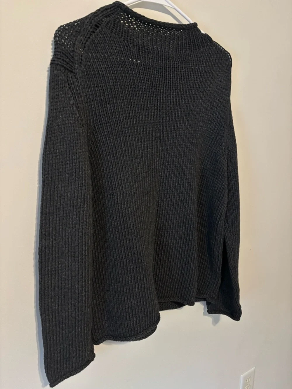 White + Warren Women’s Charcoal Gray Cotton Blend Sweater Size Large - Picture 6 of 9